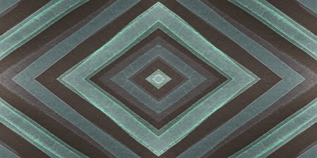 Ethnic Diamond Pattern. Drawn in Bold Zigzags Background. Seamless Watercolor American Border....