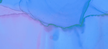Creative Ink Stains Texture. Blue Pastel Fluid Liquid. Pink Pastel Flow Splash. Watercolor Wave...