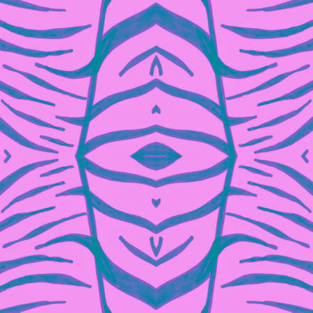 Seamless Zebra Fur. Fashion Tiger Texture. Blue Watercolour Design. Seamless Cheetah Wallpaper. Zebra Skin. Fashion Zoo Texture. Watercolor Design. Seamless Bright Safari Background.の写真素材