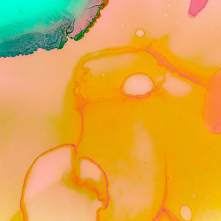 Watercolor Background. Green Ethereal Landscape. Contemporary Paint Art. Alcohol Ink Design....