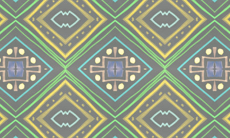 Seamless Tribal Background. Gray Navajo Ethnic Pattern. Drawn by Pen Shibori Motif. Geometric...