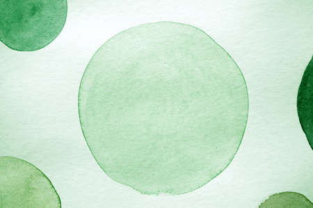 Green Scribble Illustration. Watercolour Radial Pattern. Cute Happy Painting. Aquarelle Card. Circles Illustration. Simple Stylish Confetti. White Circles Elements.の写真素材