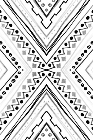Seamless Geometric Stripes Pattern. Abstract Zig Zag Ornament. Monochrome Gray Aztec Rhombus....