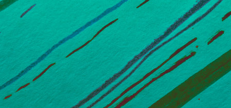 Green Handmade Strokes. Art Color Stripe Texture. Watercolour Fabric Design. Horizontal Artistic...