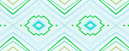 Seamless Tribal Background. Blue Navajo Ethnic Wallpaper. Hand Drawn Batik Texture. Geometric...