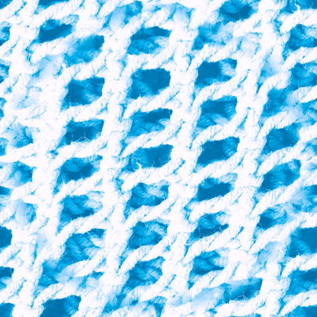 Blue Knitting Pattern. Jacquard Holiday Cashmere. Woven Wool Sweater. Vintage Macro Thread. Seamless Knitting Pattern. White Organic Linen Yarn. Warm Repeat. Blue Material.の写真素材
