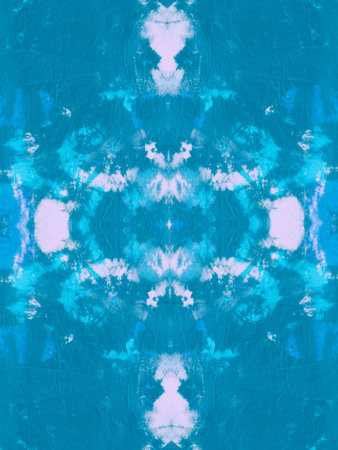 Seamless Teal Tie Dye Shibori Print. Abstract Kaleidoscope Design. Painted Wallpaper. Grunge...