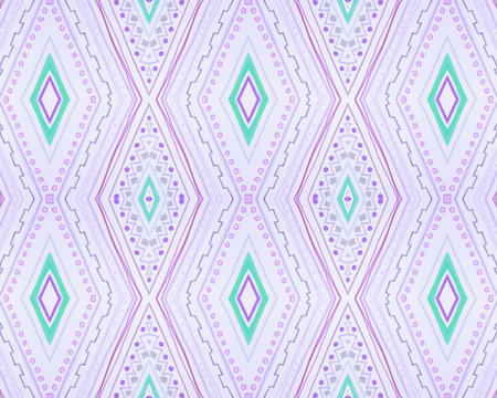 Purple Seamless Ethnic Background. Watercolor Zig Zag Pattern. Native Chevron Print. Pink Stripe...