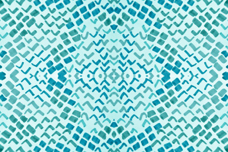 Seamless Watercolor Snakeskin. Anaconda Leather Wild Surface. Rugged Exotic Illustration. Blue and White Colors. Aquarelle Grunge Material. Splatter Snakeskin.の写真素材