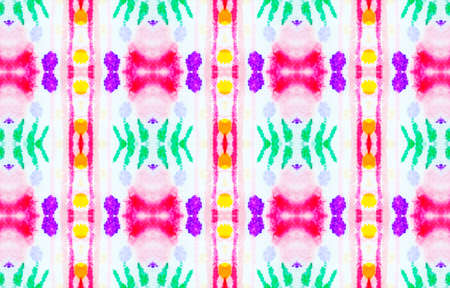 Watercolor Tile Design. Abstract Aquarelle Tie Dye Texture. Colorful Summer Background. Handmade Ethnic Swimwear Design. Watercolor Tile Seamless Pattern.の写真素材