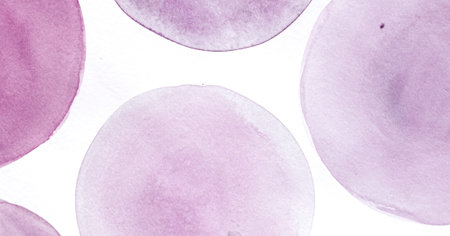 Ink Drawn Round Surface. Purple Geometric Circles Elements. Aquarelle Happy Painting. Retro Art...