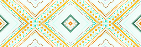 Ethnic Diamond. Drawn by Hand Zigzags Ornament. Seamless Watercolor Aztec Tile. Traditional Stripes Textile. Abstract Ethnic Diamond Pattern. Zig Zags Background. Ethnic Diamond Pattern.の写真素材