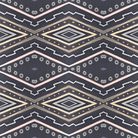 Seamless African Ethnic Background. Geometric Native Ornament. Abstract Tribal Motif. Black Hand...