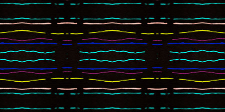 Seamless Handmade Stripes. Colorful Water Stroke Background. Grunge Ethnic Texture. Bright Pen Drawn...