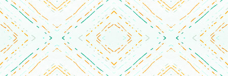 Ethnic Diamond. Painted Color Zigzags Ornament. Seamless Watercolor Tribal Border. Traditional...
