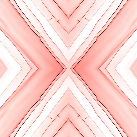 Grunge Stripes. Geometric Seamless Pattern. Watercolor Square Shapes. Vintage Ethnic Background. Red...