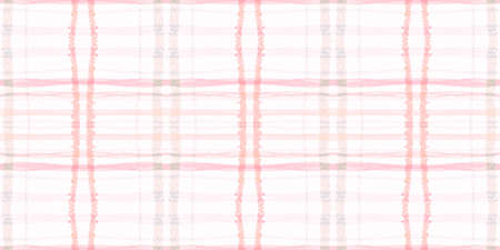 Watercolor Pink Check. Beige Tartan Fabric. Irish Checkered Shirt. Seamless Pink Check. Traditional Tablecloth with Watercolour Squares. Man Plaid Texture. Fashion Repeat. Pink Check.の写真素材