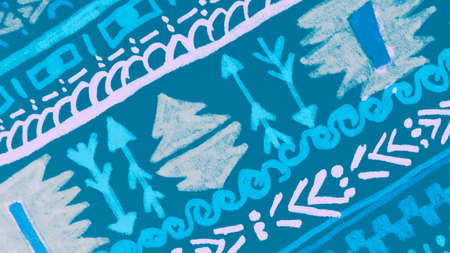 African Trendy. Tribal Background. Emerald Watercolour Drawn. Patchwork Ornament. Patterns Africans. Marine Tribal Blanket. Aztec Hand Draw. Gypsy Folk Ornament.の写真素材