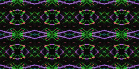 Traditional Seamless Motif Pattern. Green, Purple and Black. Handdrawn Aquarelle Motif. Geometric...