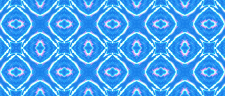 Seamless Mexican Pattern. Bohemian Repeated Fabric Design. Blue and White Colors. Abstract Handdrawn...