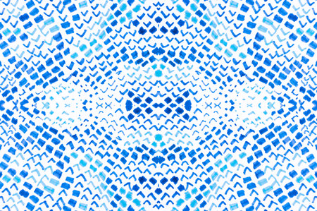 Seamless Predator Pattern. Python or Cobra Wild Print. Jungle Safari Illustration. Blue and White...