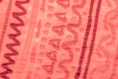 Pink Abstract Geometry. Tribal Maya. Orange Embroidery Pattern. Woven Texture. Embroidery Design. Valentine Weaving Texture. Valentine Abstract Ethnic Print. Aztec Template.の写真素材