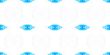 Seamless Geometric Tile. Blue, Purple and White. Ink Painted Artistic Motif. Ethnic Print. Antique Tile Print. Watercolor Geometric Tile.の写真素材