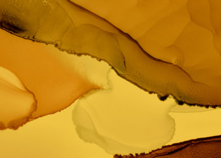 Black and Yellow Abstract Acrylic Pattern. Dark Fluid Wallpaper. Watercolor Motion Canvas. Creative...