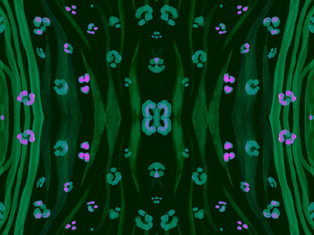 Seamless Ethnic Banner. Fashion Tribal Textile Design. Watercolor Wildlife Wallpaper. Green Zebra...