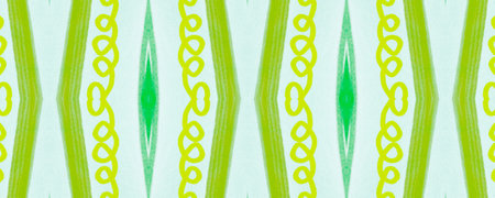 Seamless Tribal Ornament. Green American Ethnic Wallpaper. Hand Drawn Batik Border. Geometric...