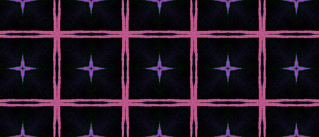 Turkish Pattern. Abstract Geometric Swimwear Design. Blue, Pink and Black. Tunisian Ethnic...
