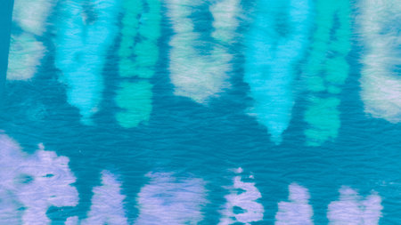 Blue Teal Ogee Design. Tie Dye Batik Style. Abstract Aquarelle Painting. Ink Drawing Art. Ogee Ikat....
