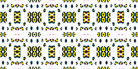 Seamless Leopard Pattern. Animal Illustration. Handmade Exotic Fabric Design. Yellow, Black and...
