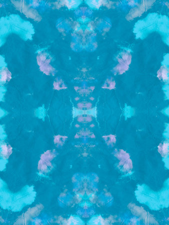 Seamless Teal Shibori Batik Print. Watercolor Motif Pattern. Ink Spotted Wallpaper. Grunge Crumpled...