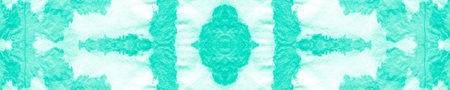 Turquoise Ikat Pattern Repeat. Traditional Ethnic Print. White Watercolor Spotted Textile. Seamless...