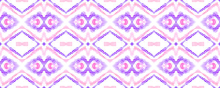 Seamless Watercolor Geometry. Abstract Handdrawn Craft Style. Pink, Purple and White Colors. Fashion...