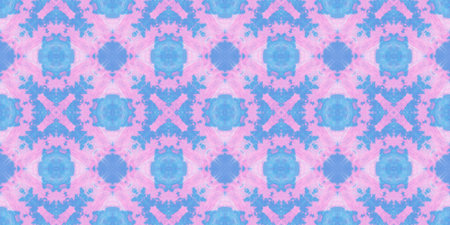 Tie Dye Kaleidoscope. Psychedelic Background. Abstract Batik Textile. Pastel Blue and Pink Colors....