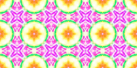 Seamless Tile Ethnic.    Abstract Artistic Ethnic Background. Decorative Swimwear Design. Colorful Portugal, Azulejo Tile. Watercolor Tile Ethnic.の写真素材