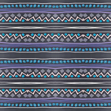 Seamless Mexican Ethnic Background. Bohemian Aztec Ornament. Vintage Ikat Print. Brown Watercolour Rhombus Pattern. Dark Ethnic Texture. Geometric Navajo Ornament. Gray Ethnic Texture.の写真素材