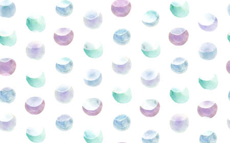 Pastel Hand Drawn Ball Background. Seamless Retro Circles Pattern. Abstract Blots Fabric. Pink Geometric Polka Dots Illustration. Green Hand Drawn Ball Ornament. Seamless Vintage Blots Design.の写真素材