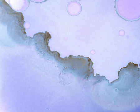 Ethereal Water Texture. Liquid Ink Wash Wallpaper. Lilac Modern Stains Splash. Watercolor Flow...