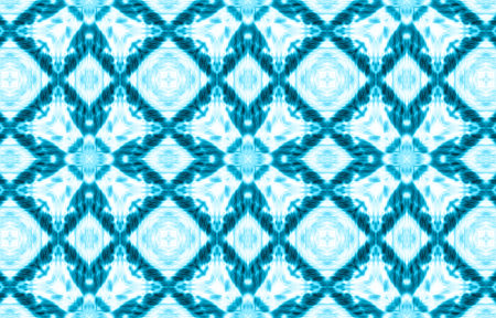Watercolor Moroccan Handicraft. Ethnic Ornament. Blue and White Colors. Abstract Aquarelle Tile....