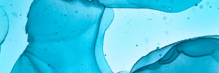 Abstract Teal Wallpaper. Alcohol Ink Illustration. Blue Aqua Art Texture. Sophisticated Flow Paint....