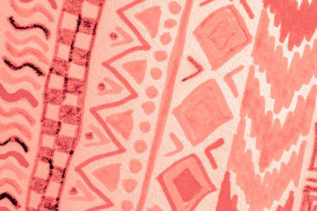 Orange Ethnic-Art Pattern. Peru Texture Fabric. Navajo Design. Geometric Wallpaper. Ethnic Pattern...