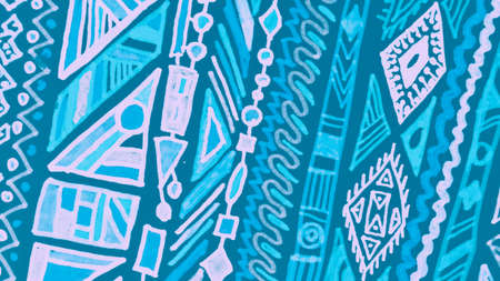Ethnic Abstract. Embroidery Mexico. Sea Trendy Hippie Style. Geometric Ornament. Ethnic Pattern Bright. Minerals Tribal Embroidery. Graphic Ink Painting. Jacquard Wallpaper.の写真素材