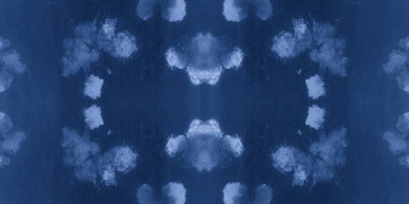 Water Background Drawing. Indigo Denim Ink Drawing. Crumpled Vintage Craft. Abstract Aquarelle...
