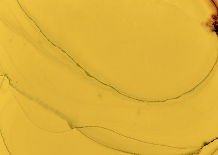 Black and Yellow Abstract Acrylic Texture. Gray Fluid Background. Watercolor Liquid Canvas. Golden...
