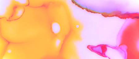 Gradient Smooth Background. Flow Art. Alcohol Ink Painting. Girlish Abstract Liquid Stains. Purple Gradient Blurred Background. Pink Fluid Art. Alcohol Ink Design. Gradient Blurred Background.の写真素材
