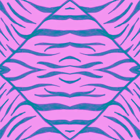 Seamless Zebra Skin. Abstract Zoo Texture. Bright Watercolour Stripes. Seamless African Wallpaper. Animal Skin. Abstract Wild Texture. Watercolor Lines. Seamless Pink Cheetah Ornament.の写真素材