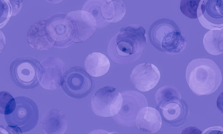Violet Circles Background. Vintage Polka Dots Pattern. Geometric Blots Shapes. Seamless Purple...
